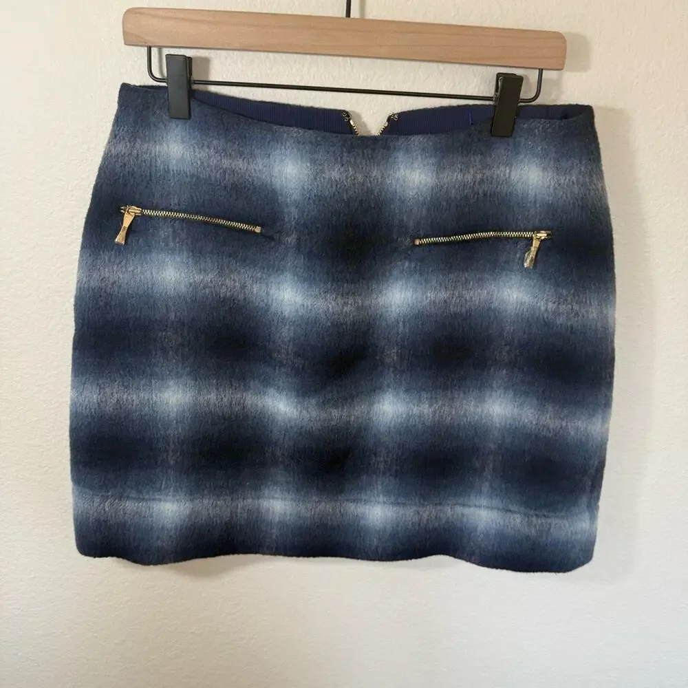 KATE SPADE Wool Blue and White Plaid Women's Skirt